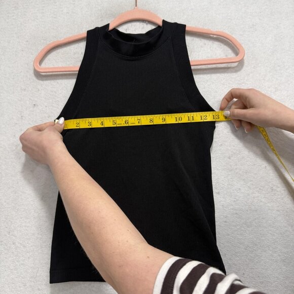 Athleta Tank Top Womens XS Black Mock Neck Ribbed Sleeveless Athletic Workout - Picture 3 of 6